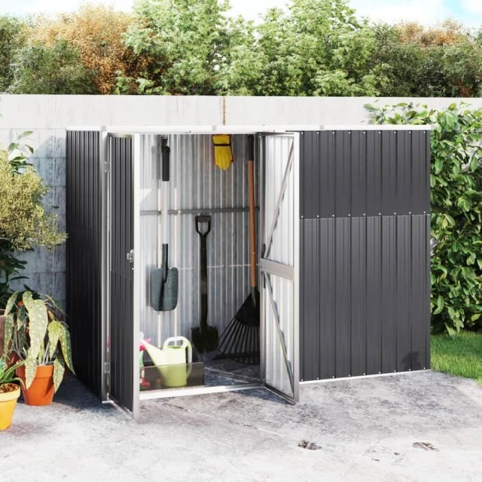 Abri à outils de jardin - MOTHINESSTO - LY1531 - Acier galvanisé - Anthracite - 225x89x161cm
