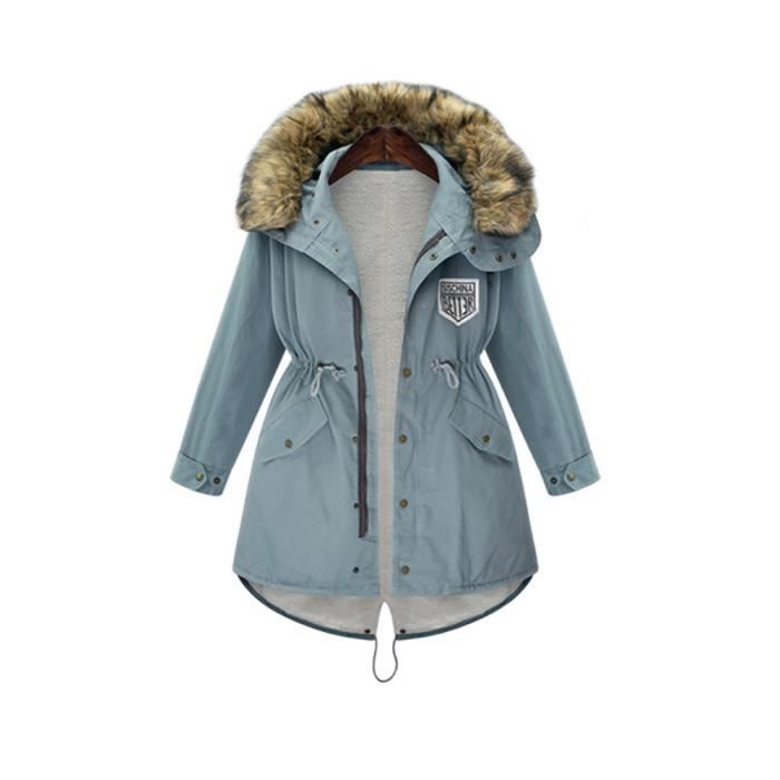 Manteau Femme Encapuchonné Épaississant Serré À La Taille Mi-Longueur  Paragraphe Bleu - Cdiscount Prêt-à-Porter