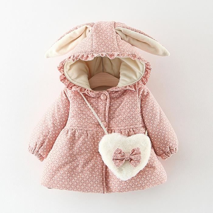 Enfant En Bas Age Enfants Bebes Filles Fronce Dor Lapin Oreille Epais Manteau Chaud Outwear Sac Rose Cqypk90 Rose Cdiscount Pret A Porter
