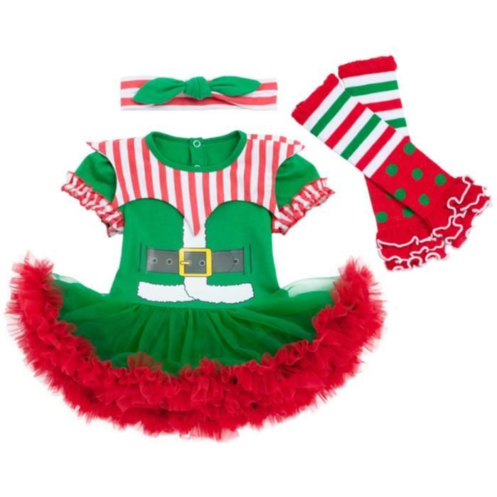 1 Ensemble De Vetements De Noel Bebe Tout Petits Costumes De Robe Pour De 12 A 24 Mois Robe Green Cdiscount Pret A Porter