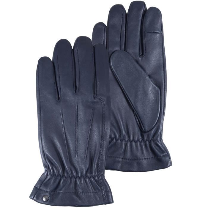 Isotoner Gants poignet elastique avec finition 3 baguettes marine homme