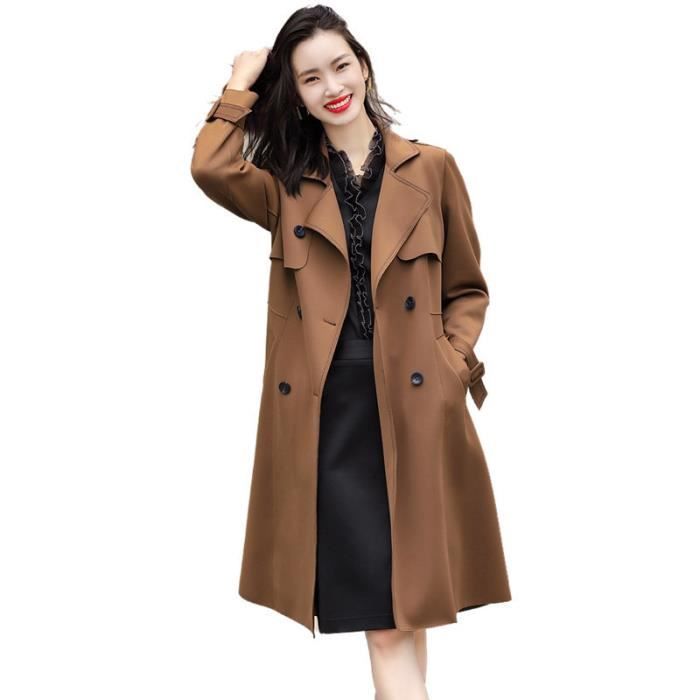 Long manteau femme marron outlet