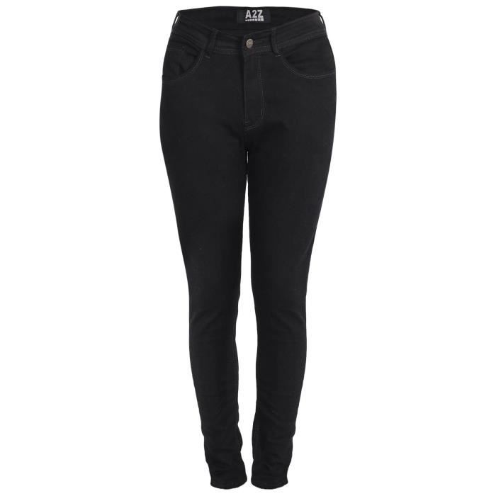 Jeans Denim Confort Stretch Femme A2Z Skinny Noir Taille elastiquee Jet noir Cdiscount Pret a Porter