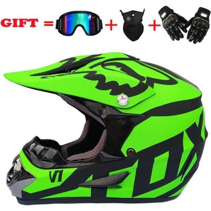 Casque Moto Cross Intégral Avec Motif Crâne Pirate - Taille XL, Plastique ABS, 960 G, Inclut Lunettes, Gants Et Masque
