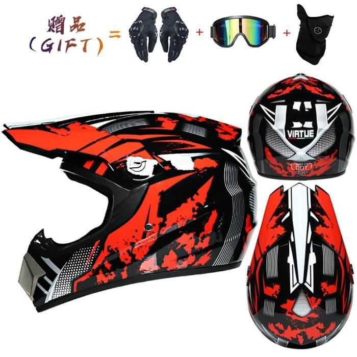Casque Motocross Intégral HUSHUI Avec Lunettes Et Gants - Protection VTT Tout-Terrain Adulte