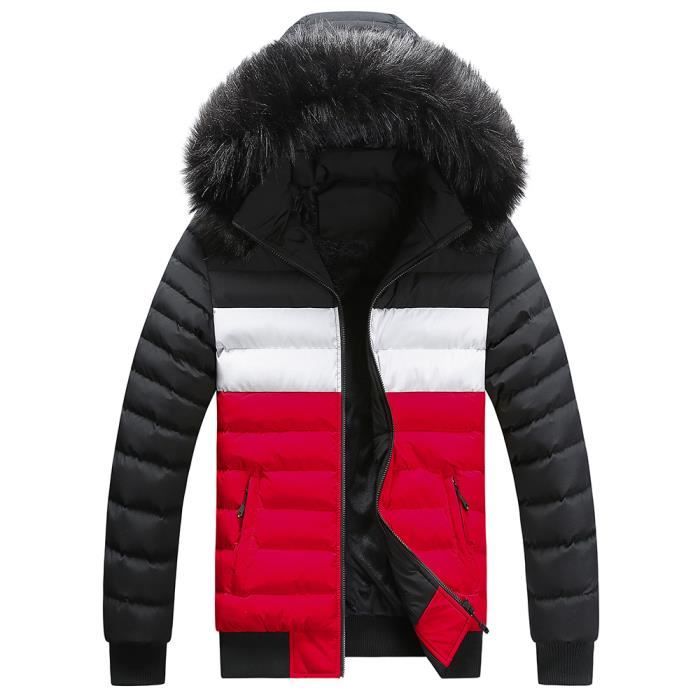 Doudoune noir et sales rouge homme