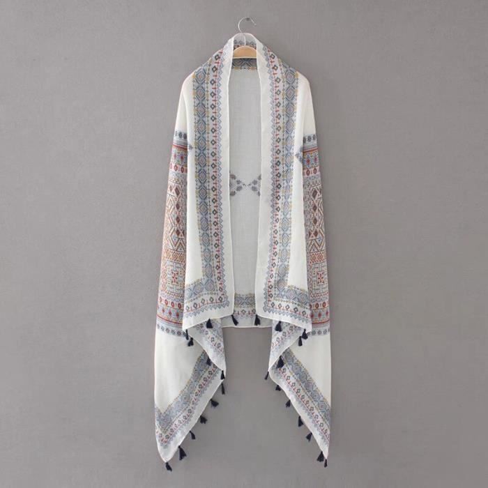 Écharpe/châle Zac's Alter Ego En Viscose Unie Avec Glands - Longueur 180-200 Cm, Largeur 70-80 Cm