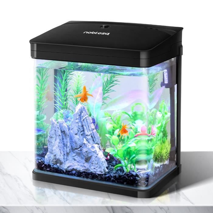 Comparer les prix de Nobleza - 7L Aquarium en Verre avec Couvercle et lumières LED. Système de Filtration de,Noir
