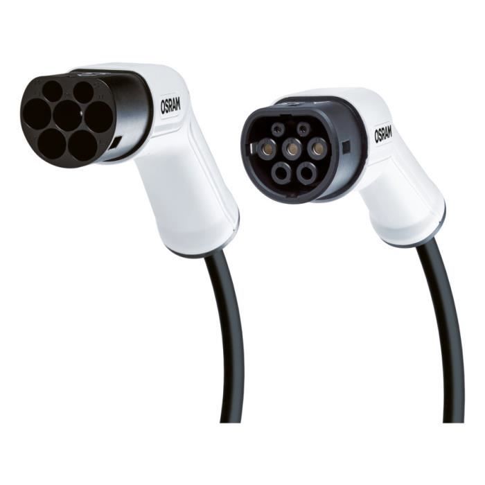 Cable de charge véhicule électrique monophasé 32A TYPE2->240V 7,2 kWh - EV CABLES - OSRAM - OCC23205