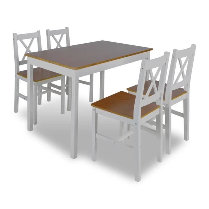 1 Ensemble Table En Bois 4 Chaises Couleur Marron Set De 1 Table