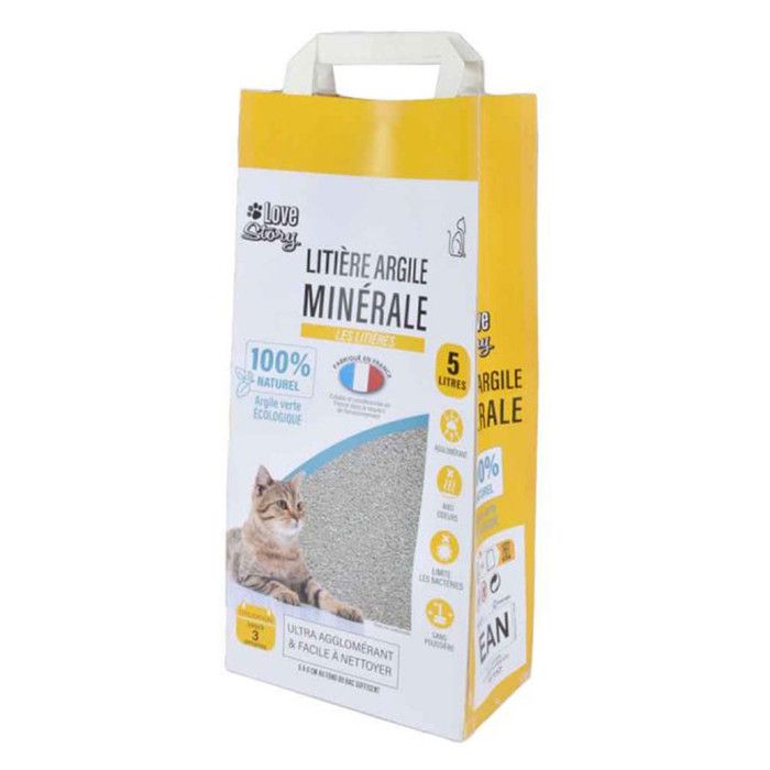 Litière Minérale Argile Verte 100% Naturel 5L Gris