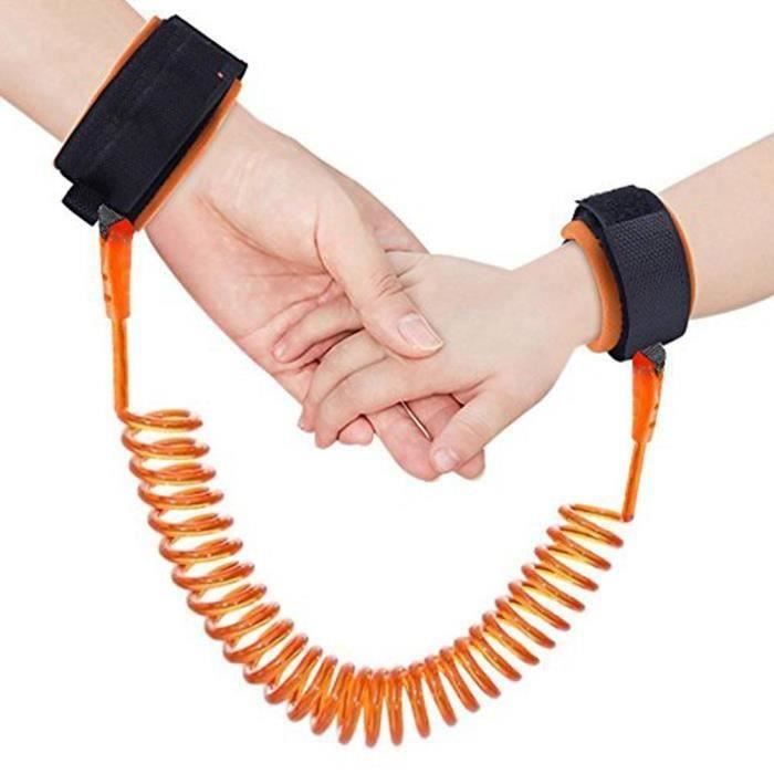 2 Bracelets Sécurité Poussette JUGUTA - Sangle Poignet Anti-Fuite - Pour Poussette 4 Roues Et Réversible - Noir - Polyester Doux