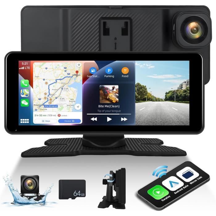 Écran Voiture 10,26 Pouces CarPlay & Android Auto Sans Fil - Caméras Avant 4K Et Recul 1080P - GPS, Bluetooth, FM, 64 Go