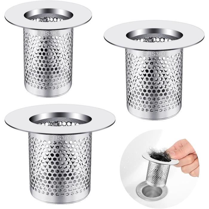 Lot De 3 Filtres De Douche En Silicone – Double Grille Anti-cheveux, Base Antidérapante, Facile à Nettoyer - 5