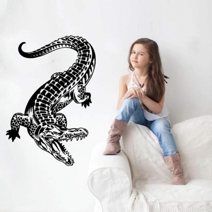 crocodile stickers muraux 3d animaux home decor creative autocollant amovible sticker mural decoration 42 61 cm achat vente stickers cdiscount