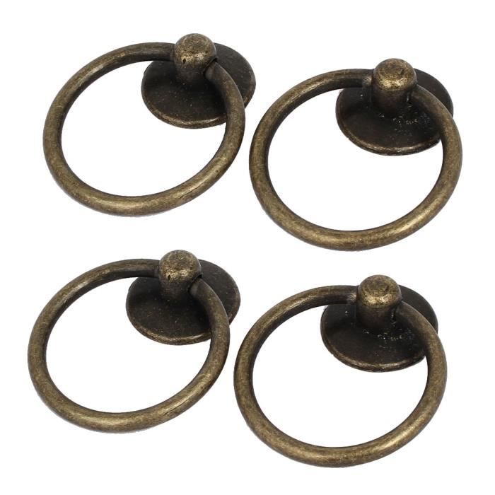 Meubles Tiroir Porte Métal Anneau Tirer Poignées Boutons Blanc 52x43x13mm 4pcs