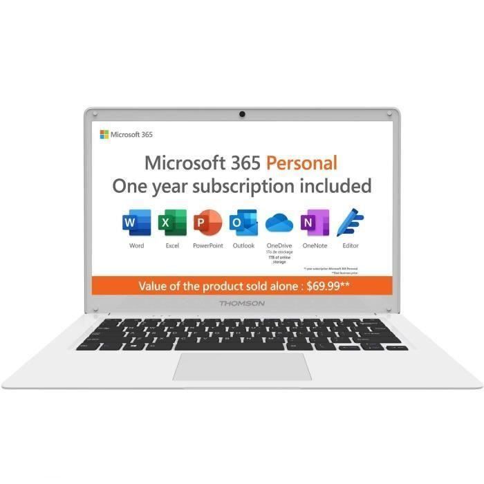 PC Portable THOMSON - NEO14 - 14,1'' HD+ - Intel Celeron N4020 - RAM 4Go - Stockage 128 SSD - Windows 11 - Microsoft 365 Personnel