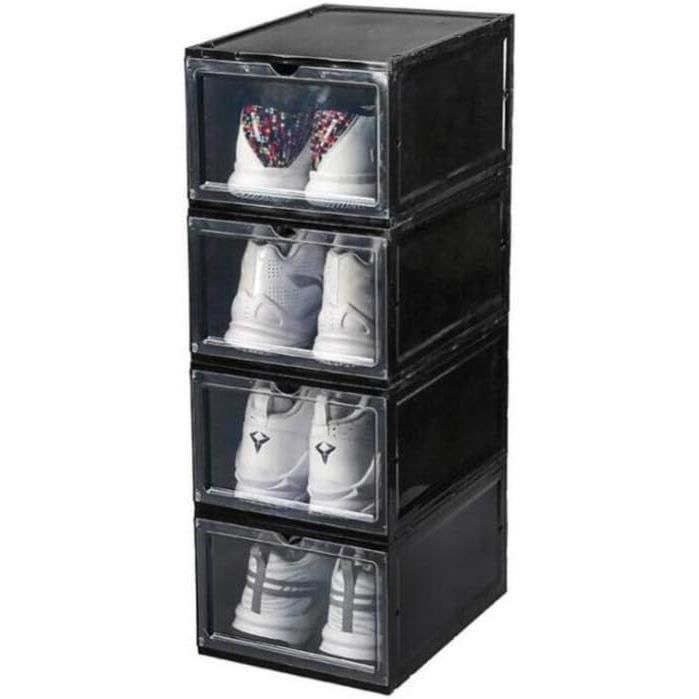 Organisateur Chaussures 12 Paires SQAQS - Boîte Pliable Avec Couvercle Transparent, Poignées, 43x43x31 Cm