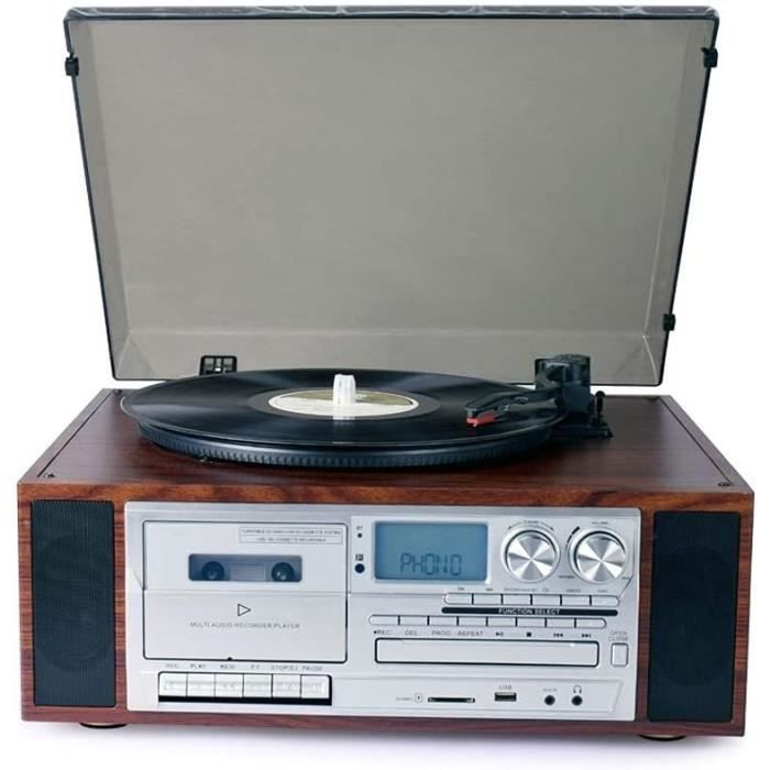 Tourne-disque Vinyle Portable Avec Haut-parleurs Intégrés – Bluetooth, Lecteur USB/SD, Compatible 7/10/12 Pouces