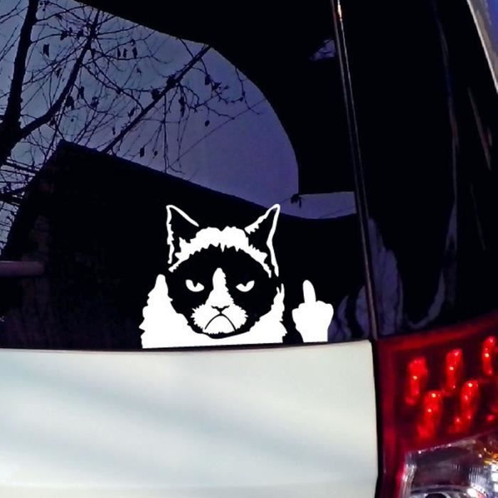 NOIR Sticker Voiture Chat Bougon Drôle Grumpy Cat Décoration