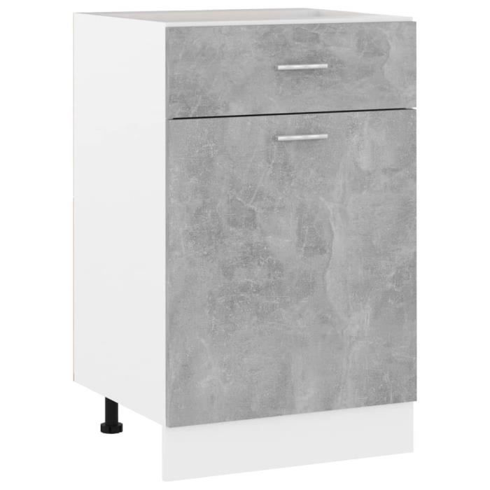 Armoire de plancher à tiroir Gris béton 50x46x815 cm Aggloméré 801224