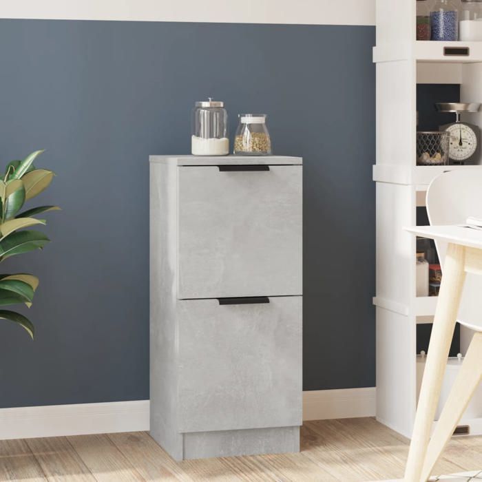 vidaXL Buffet Armoire Latérale Armoire de Rangement Organisateur de Maison Meuble de Salon Intérieur Gris Béton 30x30x70 cm 811177