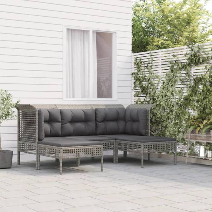 vidaXL Salon de jardin 5 pcs Résine tressée