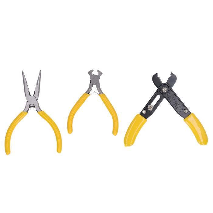 SPEEDWOX Lot De 3 Petites Pinces Pour Réparation De Bijoux - 7,6 Cm - Mini Pince à Bec Rond - Pince Diagonale Fine - Outils à Main Professionnels - Kit De Bricolage