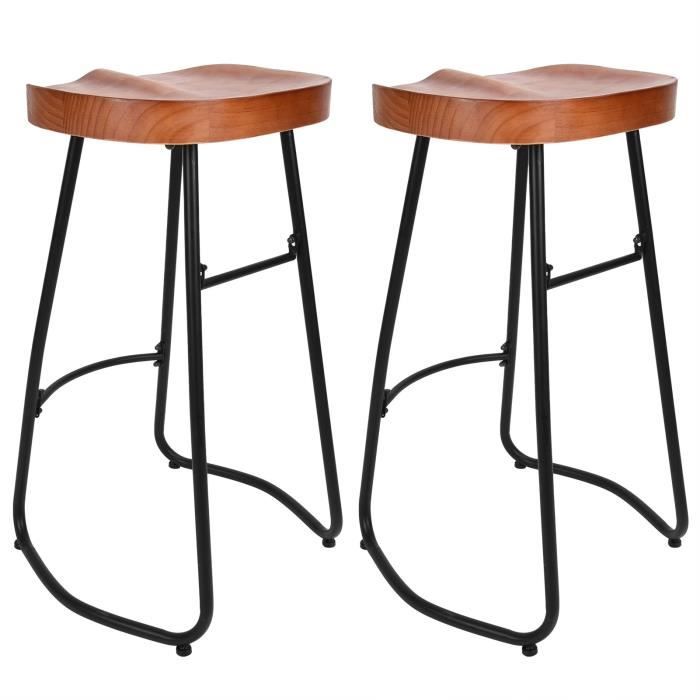 yosoo tabouret de bar chaises de hauteur de comptoir, tabourets de bar en bois 2 pièces avec cadre en fer tabourets de petit
