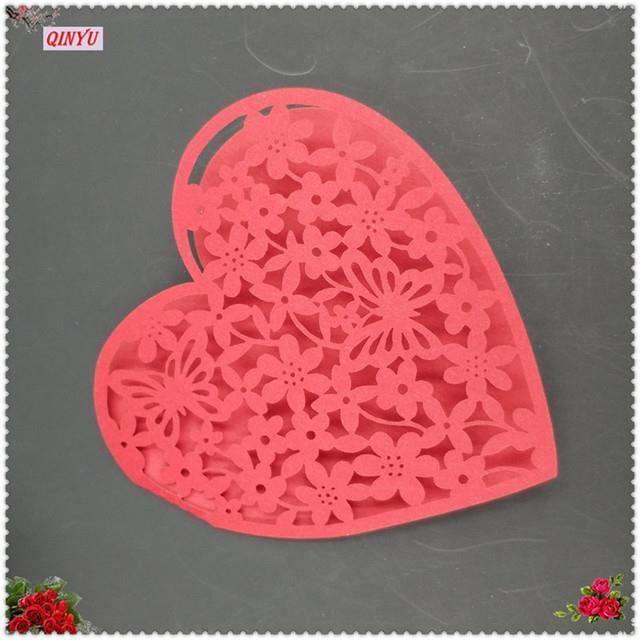 50 Cartes De Verre Marque-Place Coeur Rouge - Décoration Table Mariage, Fête Et Événements