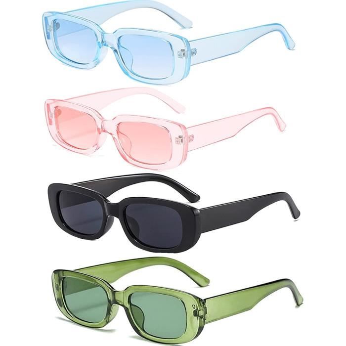 Lunettes De Soleil Rectangulaires Vintage Pour Femmes Hommes Lunette Soiree 90 s Retro Mode Uv 400 Protection Carre pack De 4 Achat Vente lunettes de soleil Mixte Adulte Cdiscount
