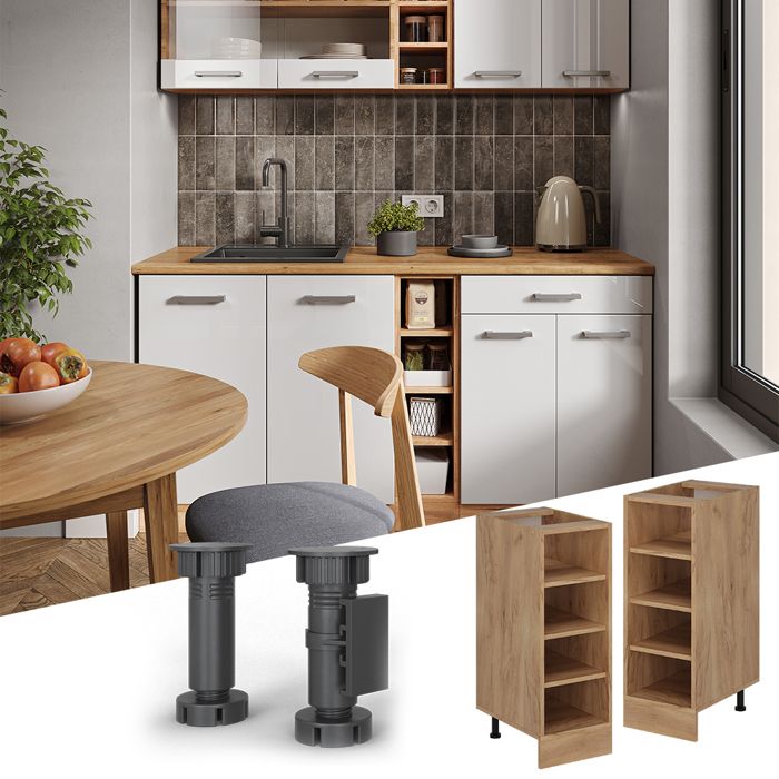 Etagère de cuisine R-Line, 30cm sans PT, Chêne de force doré/Chêne de ...