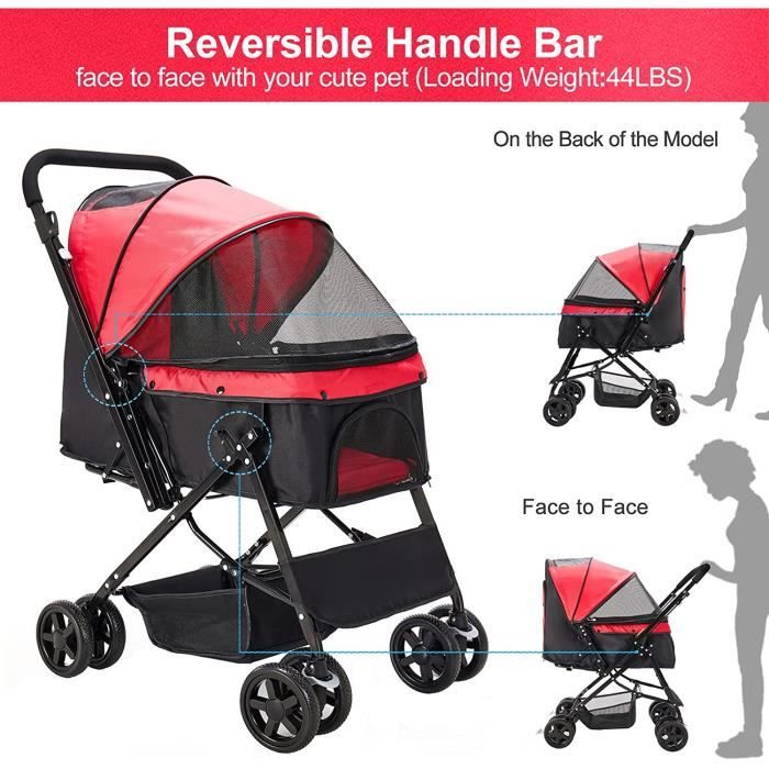 Poussettes Pour Chiens Nastarki Animaux Voyage Poussette 20 Kg Chien Sac Rangement Pet Stroller Port Cdiscount