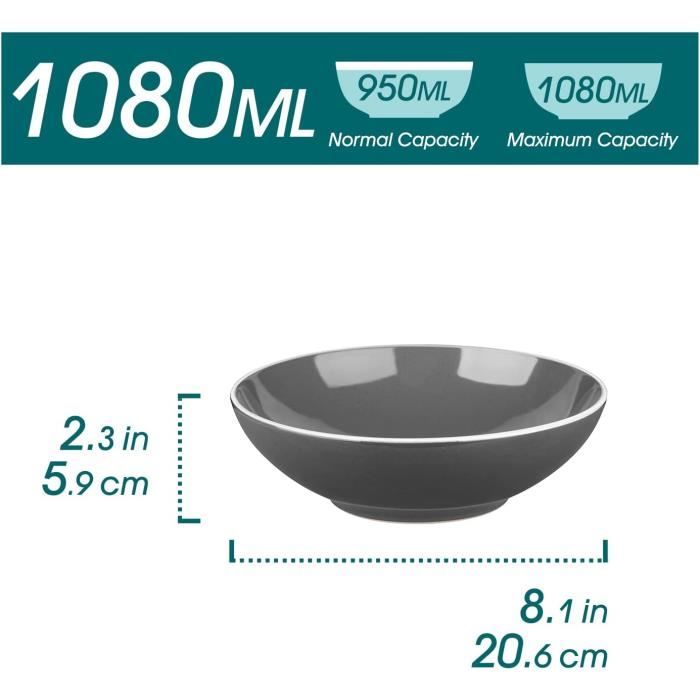 Lot De 6 Bols à Pâtes En Porcelaine - 810ml Style Bohème Multicolore | Soupe, Salade, Ramen