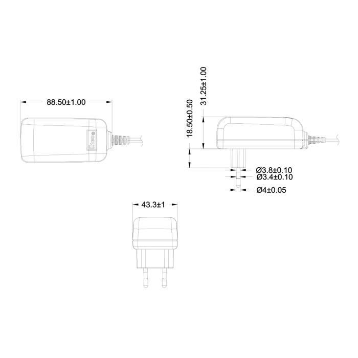 Bloc d'alimentation externe (220VAC/12VDC 2A) - Fiche D5,5x2,1 mm