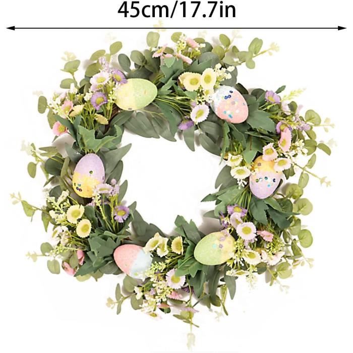 Couronne D'Œufs De Pâques Pour Porte D'Entrée, 25,4 Cm, Couronne D'Œufs De Pâques Artificielle