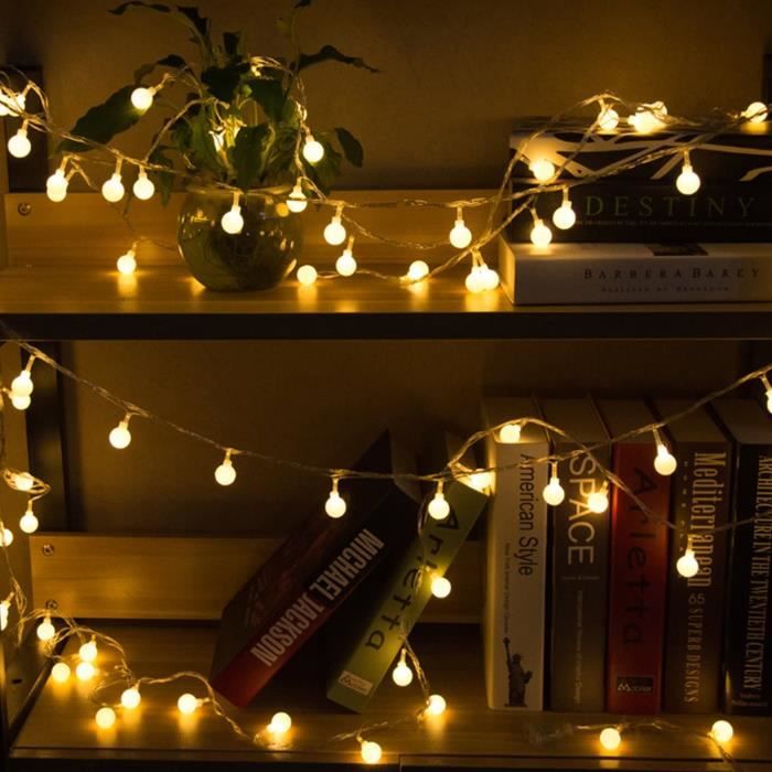 Guirlande Lumineuse LED 2m, 10 Ampoules, Piles - Blanc Chaud, Décoration Intérieure Ou Fête