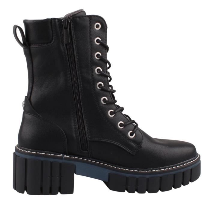 Bottines Femme Mustang Noir Tige Haute Fermeture Lacets Talon 6 cm