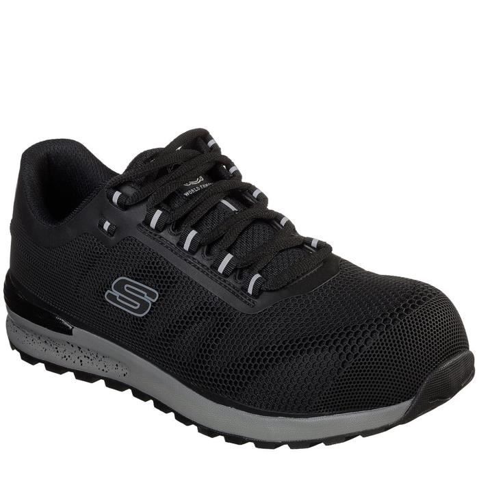 Chaussures de securite Skechers Lyndale Homme Noir Embout en acier et semelle en mousse a memoire de forme Noir Cdiscount Pret a Porter
