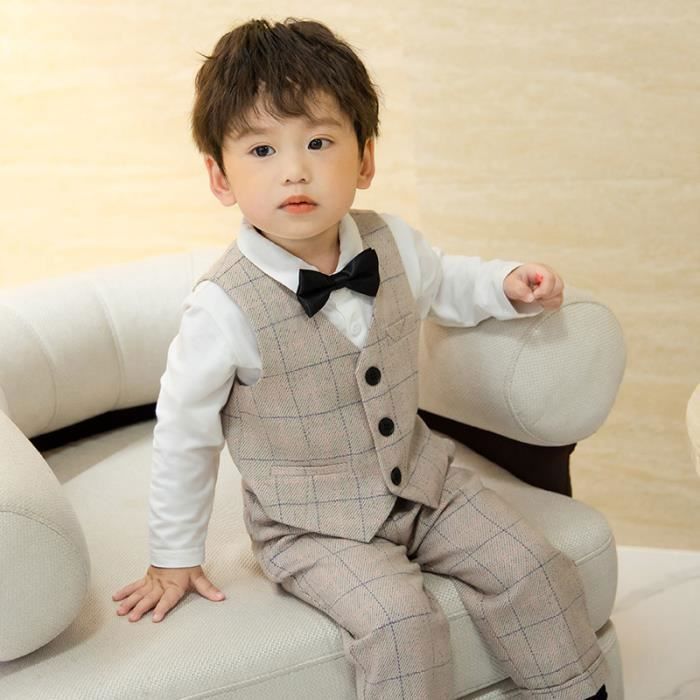 Costume 3 Pi ces B b Enfant Gar ons Carreau V tement Smokings