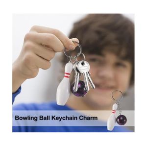 Porte-clés Décoratif Boule De Bowling Et Quille | En Plastique, Dimensions 6.5 X 2 Cm | Accessoire Fun Pour Sac Ou Trousseau