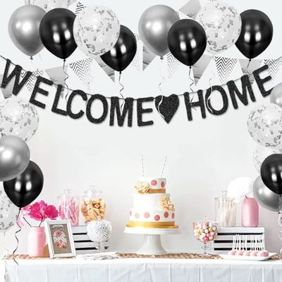 Déco "Welcome Back" - Ballons Et Banderole Multicolores - Pour Fête De Retour, Bienvenue à La Maison - 5