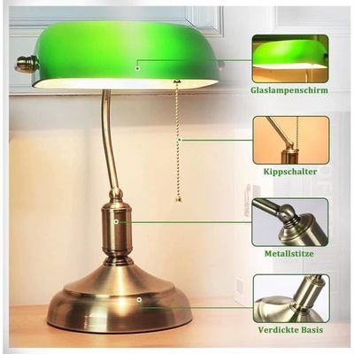 FIRVRE verre banquier lampe de bureau finition bronze base G9 plug in