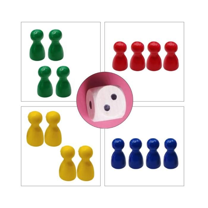 DHWEKU Pions En Bois Multicolores – 16 Cônes Et 2 Dés – Accessoires Pour Jeux De Société Et Créations DIY