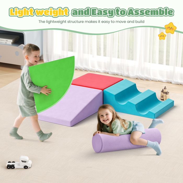 Module Motricité Bébé En Mousse – Cubes Éducatifs Souples Avec Housse PU Lavable