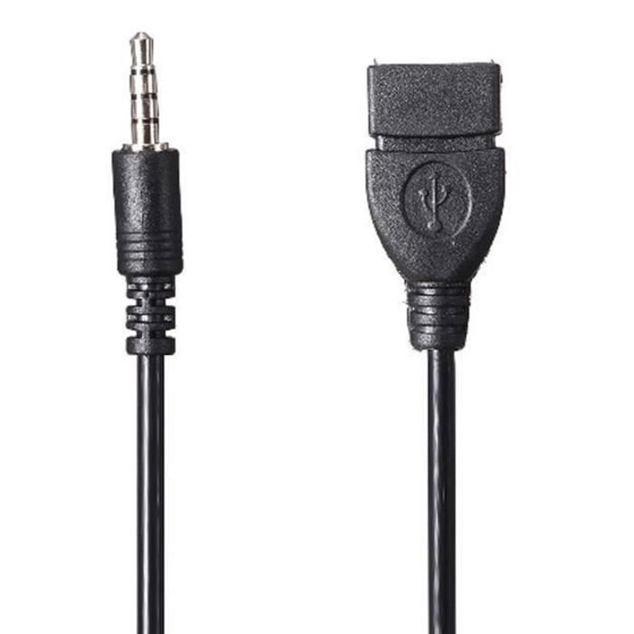 Adaptateur USB Femelle Vers Jack 3,5 Mm Mâle – Pour Connecter Une Clé USB Sur Prise AUX Voiture – Câble Audio 20 Cm - 2