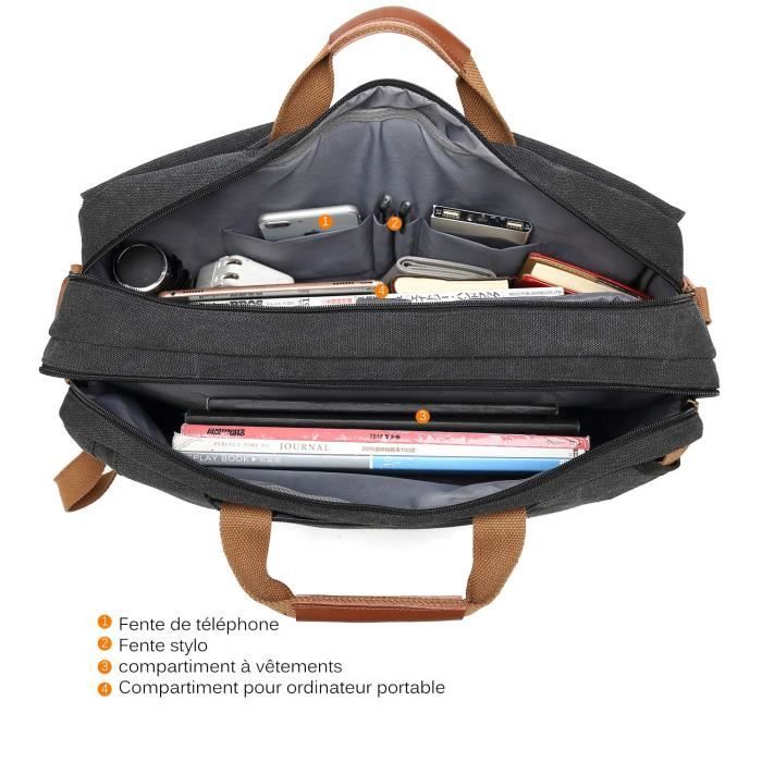 Sacoche ordinateur 2 en 1 pour ordinateur portable 17,3 pouces - sac à dos  ordinateur