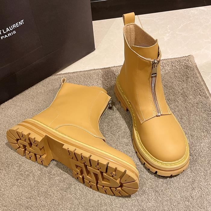 Bottines femme shop cuir jaune