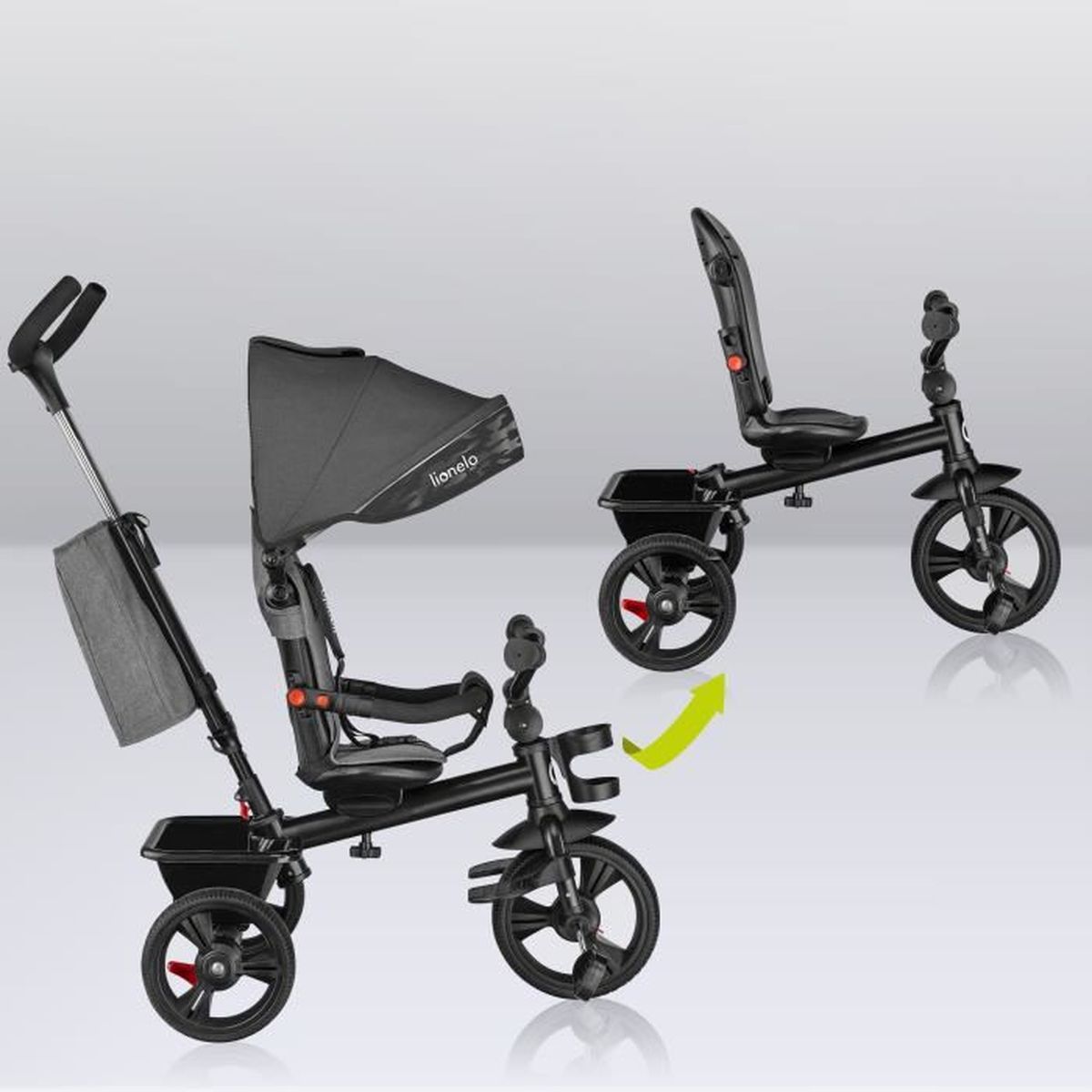 Tricycle pour enfant OHMG - 3 en 1 avec barre de poussée - Rouge - Capacité  de poids 15 kg - À partir de 18 mois - Cdiscount Sport