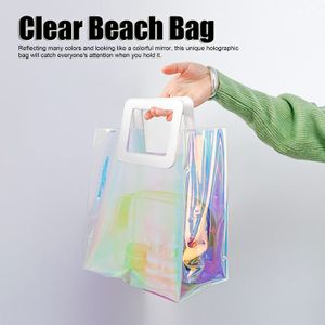 Sac Transparent PVC Imperméable 21x20x8 Cm - Homologué TSA Pour Stade, Événements, Plage - Poignées Noires